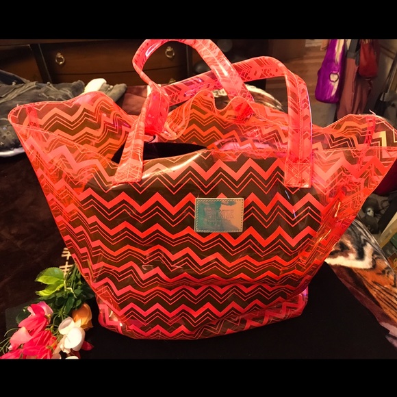 VS PINK XL SHOPPER TOTE/HEAVY/RARE/COLLECTIBLE PINK ORANGE COLOR - Picture 1 of 11